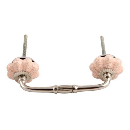 Baby Pink Crackle Ceramic Melon Bridge Handle